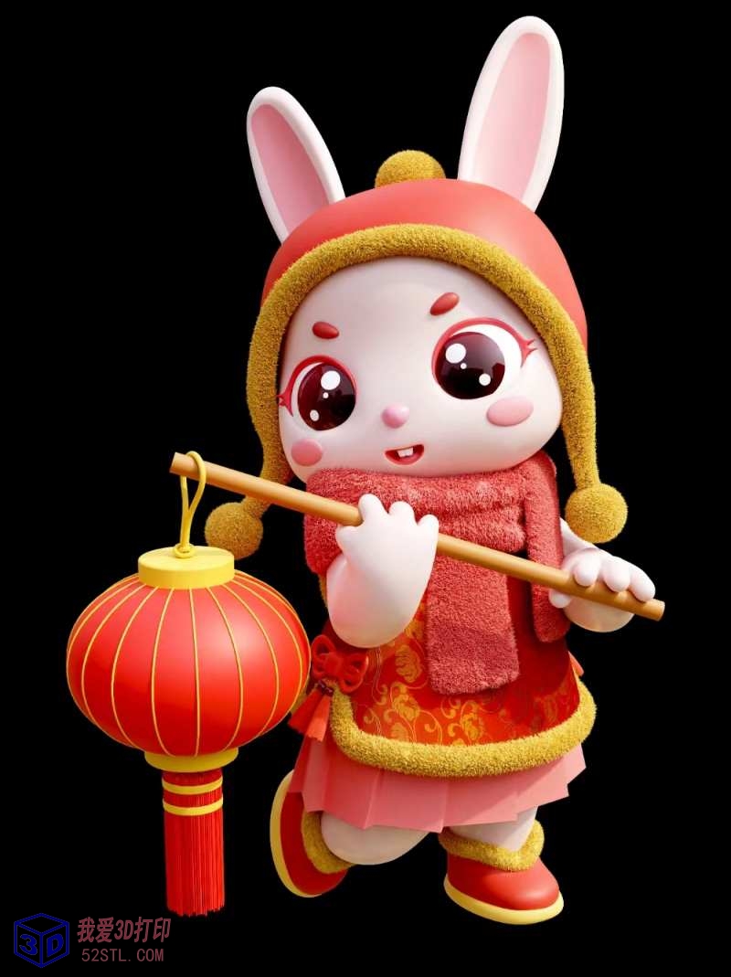 兔年大吉小兔子红灯笼-3d打印模型stl免费下载-百度网盘云下载【我爱3D打印】